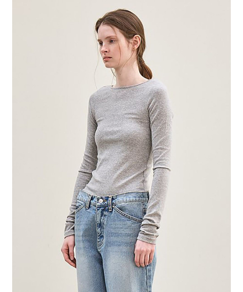le(ル)の「back scoop neck long sleeves (melange gray)(Tシャツ/カットソー・レディース・その他・FREE)」の2枚目の写真