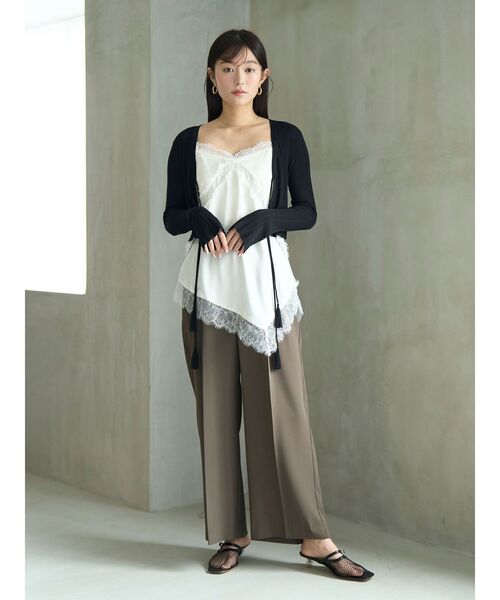 LAGUNAMOON(ラグナムーン)の「タッセルリボンリブカーディガン 【夏服】(カーディガン/ボレロ・レディース・ブラック/ブラウン/ホワイト・FREE)」の12枚目の写真
