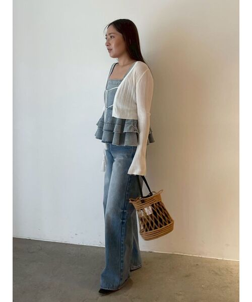 LAGUNAMOON(ラグナムーン)の「タッセルリボンリブカーディガン 【夏服】(カーディガン/ボレロ・レディース・ブラック/ブラウン/ホワイト・FREE)」の15枚目の写真