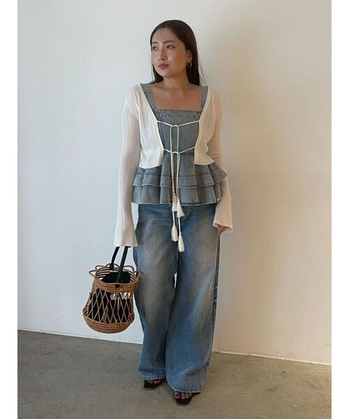 LAGUNAMOON(ラグナムーン)の「タッセルリボンリブカーディガン 【夏服】(カーディガン/ボレロ・レディース・ブラック/ブラウン/ホワイト・FREE)」の17枚目の写真