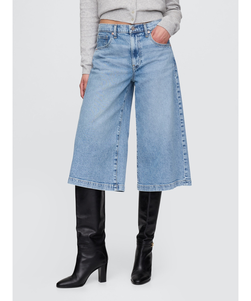 GAP(ギャップ)の「ハイライズ キュロットデニム(デニムパンツ・レディース・ライトインディゴブルー・30/29/28/27/26/25/24/23)」の1枚目の写真