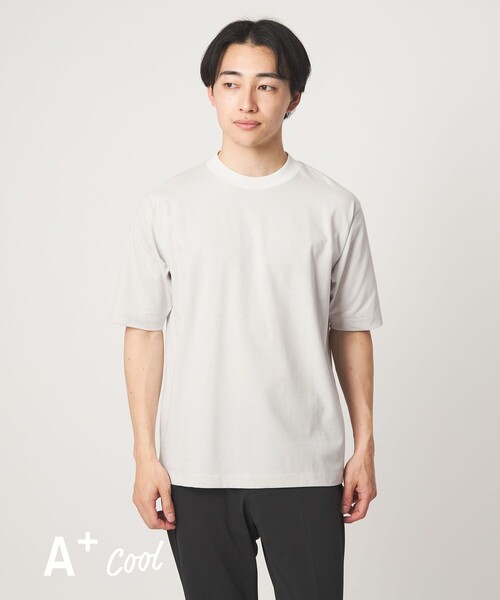 A+ COOL ミジンボーダー ビズ クルーネック カットソー Tシャツ -接触