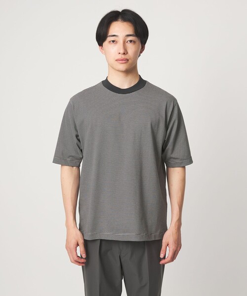 A+ COOL ミジンボーダー ビズ クルーネック カットソー Tシャツ -接触