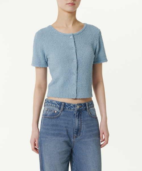 MUSINSA STANDARD WOMAN（ムシンサスタンダードウーマン）の「ウィメンズファンシーヤーンラウンドネック半袖カーディガン[スカイブルー]（カーディガン/ボレロ・レディース・その他・LARGE/MEDIUM/SMALL/X-SMALL）」の2枚目の写真
