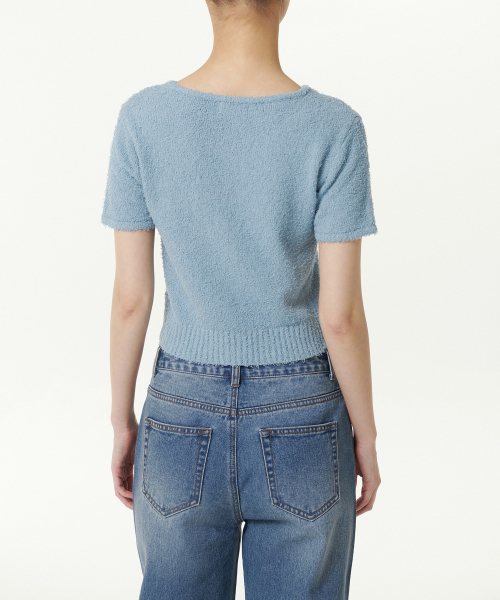 MUSINSA STANDARD WOMAN（ムシンサスタンダードウーマン）の「ウィメンズファンシーヤーンラウンドネック半袖カーディガン[スカイブルー]（カーディガン/ボレロ・レディース・その他・LARGE/MEDIUM/SMALL/X-SMALL）」の3枚目の写真