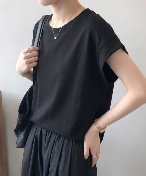 yuue' ( wear )(ユーイ)の「クルーネックフレンチスリーブTシャツ(Tシャツ/カットソー・レディース・チャコールグレー/ブラック/ホワイト・L/M)」の14枚目の写真