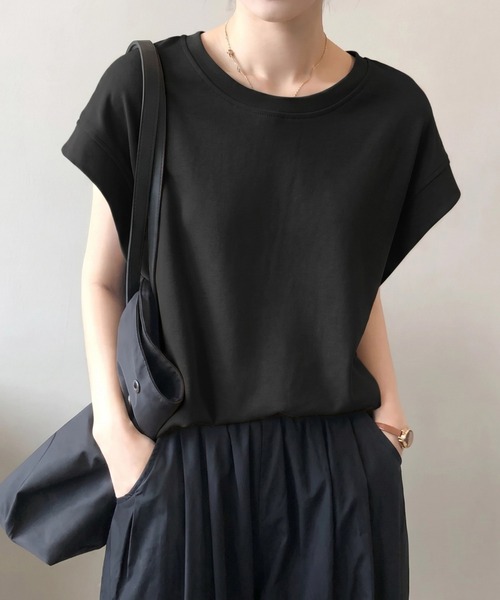 yuue' ( wear )(ユーイ)の「クルーネックフレンチスリーブTシャツ(Tシャツ/カットソー・レディース・チャコールグレー/ブラック/ホワイト・L/M)」の13枚目の写真