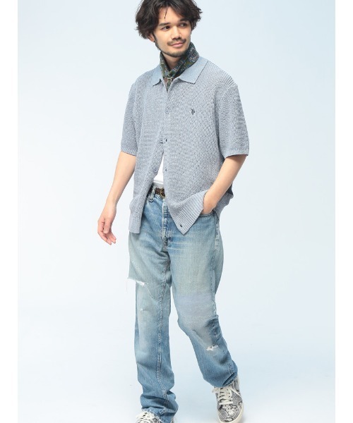 U.S. POLO ASSN.(ユーエスポロアッスン)の「U.S. POLO ASSN. (ユーエスポロアッスン) サマーニット カーディガン 半袖 PLM62402 ワンポイント ロゴ刺繍 襟付き ユニセックス(カーディガン/ボレロ・メンズ・グレー/ブルー・M/L/LL)」の6枚目の写真