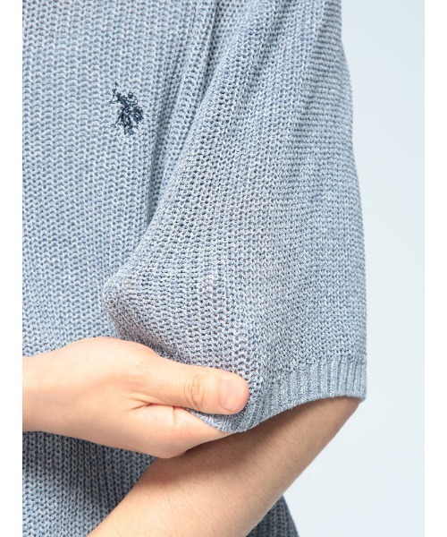 U.S. POLO ASSN.(ユーエスポロアッスン)の「U.S. POLO ASSN. (ユーエスポロアッスン) サマーニット カーディガン 半袖 PLM62402 ワンポイント ロゴ刺繍 襟付き ユニセックス(カーディガン/ボレロ・メンズ・グレー/ブルー・M/L/LL)」の7枚目の写真