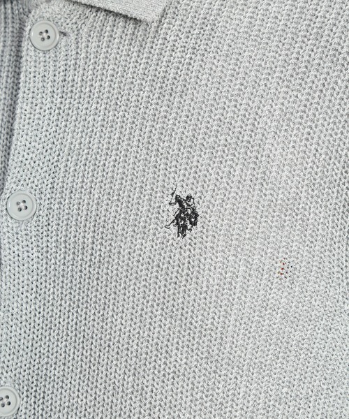 U.S. POLO ASSN.(ユーエスポロアッスン)の「U.S. POLO ASSN. (ユーエスポロアッスン) サマーニット カーディガン 半袖 PLM62402 ワンポイント ロゴ刺繍 襟付き ユニセックス(カーディガン/ボレロ・メンズ・グレー/ブルー・M/L/LL)」の3枚目の写真