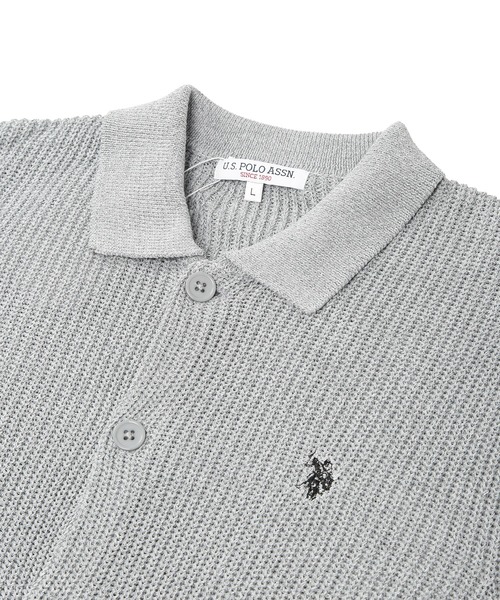 U.S. POLO ASSN.(ユーエスポロアッスン)の「U.S. POLO ASSN. (ユーエスポロアッスン) サマーニット カーディガン 半袖 PLM62402 ワンポイント ロゴ刺繍 襟付き ユニセックス(カーディガン/ボレロ・メンズ・グレー/ブルー・M/L/LL)」の10枚目の写真