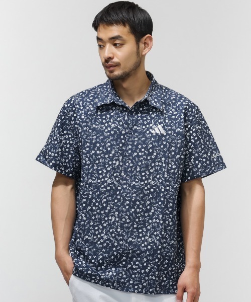 adidas（アディダス）の「アディダス adidas マイクロフローラルプリントSSシャツ（シャツ/ブラウス・メンズ・ホワイト/ネイビー/ブルー・LL/L/M/S/3L/4L）」の2枚目の写真