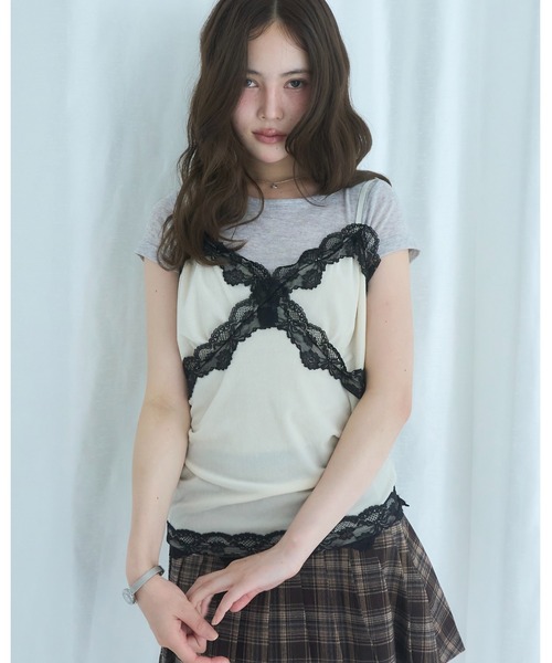 Velvet lace camisole/ベロアレースキャミソール（キャミソール