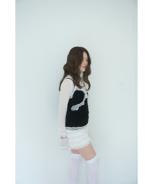 Smyeon(スミョン)の「Velvet lace camisole/ベロアレースキャミソール(キャミソール・レディース・ピンク/オフホワイト/ブラック・FREE)」の16枚目の写真