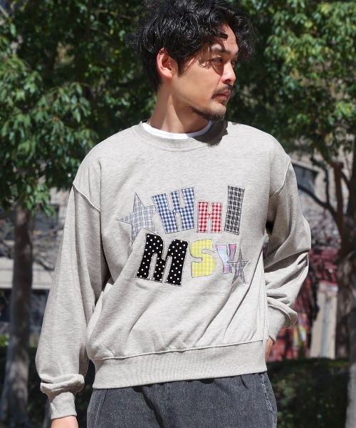 LUXSTYLE(ラグスタイル)の「チェックワッペントレーナー(スウェット・メンズ・グレー/ブラック・M/L)」の3枚目の写真