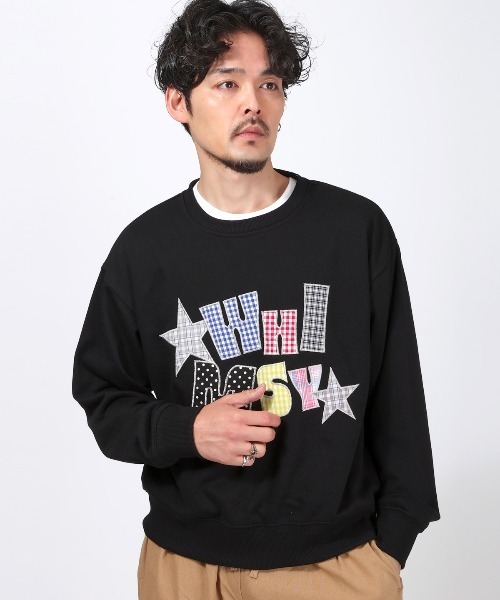 LUXSTYLE(ラグスタイル)の「チェックワッペントレーナー(スウェット・メンズ・グレー/ブラック・M/L)」の5枚目の写真