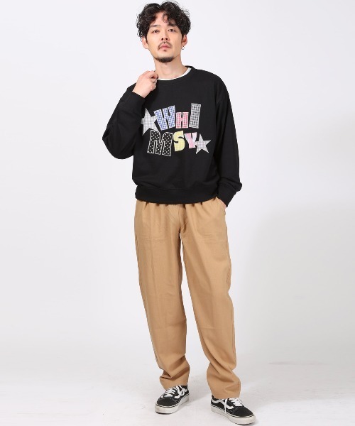 LUXSTYLE(ラグスタイル)の「チェックワッペントレーナー(スウェット・メンズ・グレー/ブラック・M/L)」の6枚目の写真