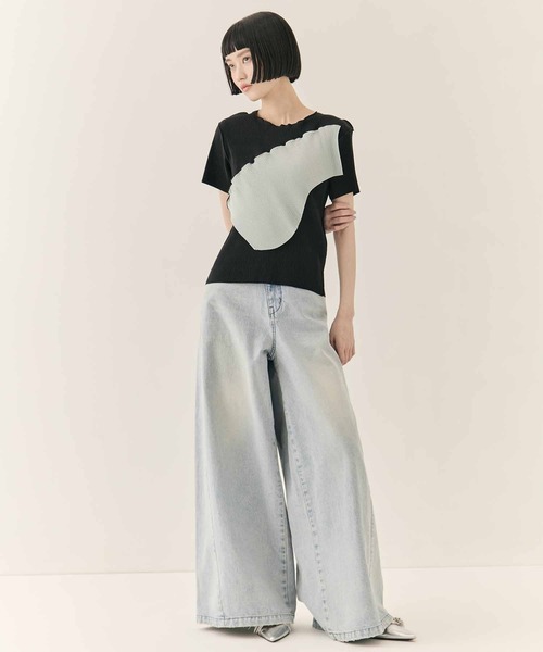 kotohayokozawa(コトハヨコザワ)の「【kotohayokozawa/コトハヨコザワ】TODO WAVE TOP SHORT SLEEVE/トゥードゥウェーブトップショートスリーブ(Tシャツ/カットソー・レディース・ベージュ/ホワイト/ブラック/ライトブルー・FREE)」の8枚目の写真