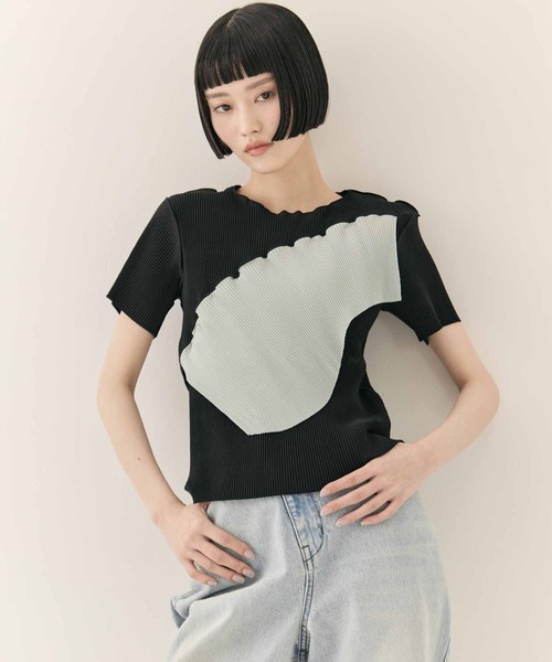 kotohayokozawa(コトハヨコザワ)の「【kotohayokozawa/コトハヨコザワ】TODO WAVE TOP SHORT SLEEVE/トゥードゥウェーブトップショートスリーブ(Tシャツ/カットソー・レディース・ベージュ/ホワイト/ブラック/ライトブルー・FREE)」の9枚目の写真