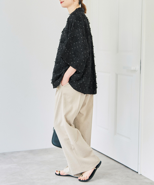 Spick & Span(スピックアンドスパン)の「crinkle crinkle crinkle dot 3D embroidery open collar shirt(シャツ/ブラウス・レディース・ブラック・FREE)」の16枚目の写真