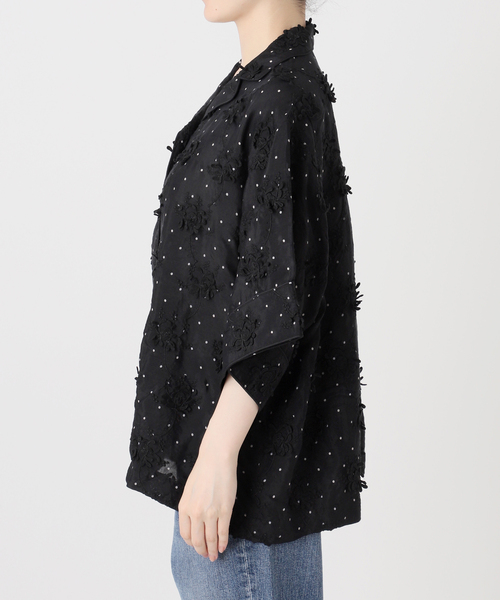 Spick & Span(スピックアンドスパン)の「crinkle crinkle crinkle dot 3D embroidery open collar shirt(シャツ/ブラウス・レディース・ブラック・FREE)」の20枚目の写真
