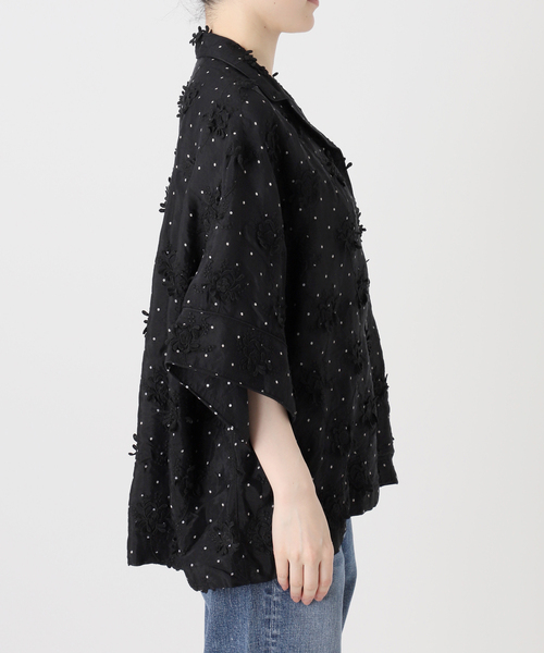 Spick & Span(スピックアンドスパン)の「crinkle crinkle crinkle dot 3D embroidery open collar shirt(シャツ/ブラウス・レディース・ブラック・FREE)」の3枚目の写真