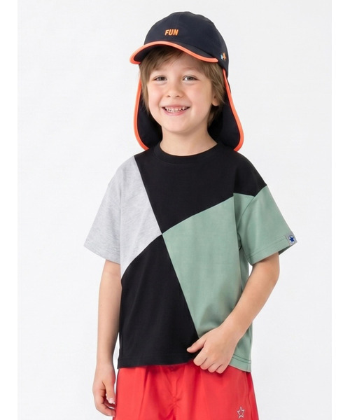 HAKKA KIDS（ハッカキッズ）の「配色切替BIG　Tシャツ（Tシャツ/カットソー・キッズ・杢グレー/ブラック・M/S）」の2枚目の写真