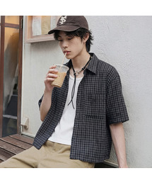 ANOLORCODE（アノローコード）の「リミットチェッククロップ半袖シャツ (2カラー)（シャツ/ブラウス）」