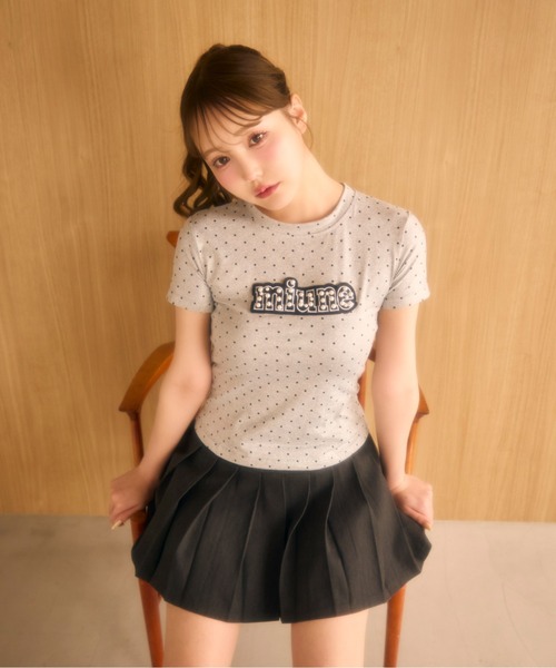 miune(ミューヌ)の「ロゴドットTee(Tシャツ/カットソー・レディース・アイボリー/ブラック/グレー・FREE)」の10枚目の写真