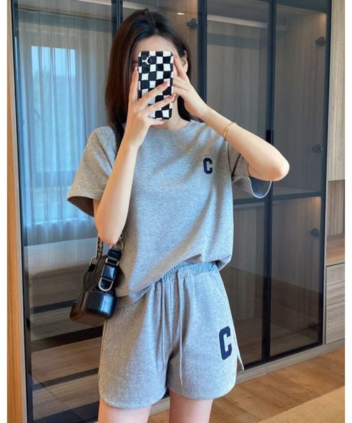 CHEER(チアー)の「ロゴ入りリラクシングセットアップ(半袖&ショーパン)(セットアップ・レディース・ブラック/グレー/パープル・FREE)」の13枚目の写真