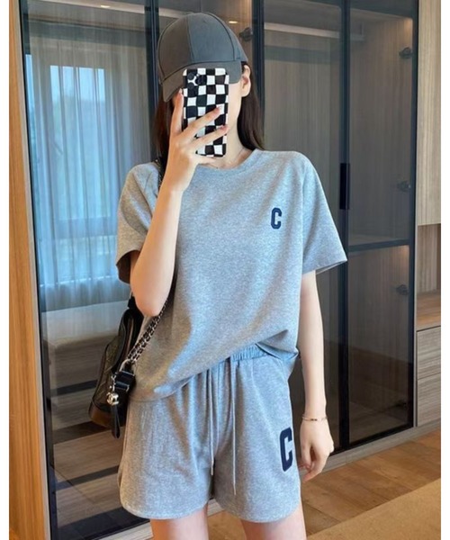 CHEER(チアー)の「ロゴ入りリラクシングセットアップ(半袖&ショーパン)(セットアップ・レディース・ブラック/グレー/パープル・FREE)」の14枚目の写真