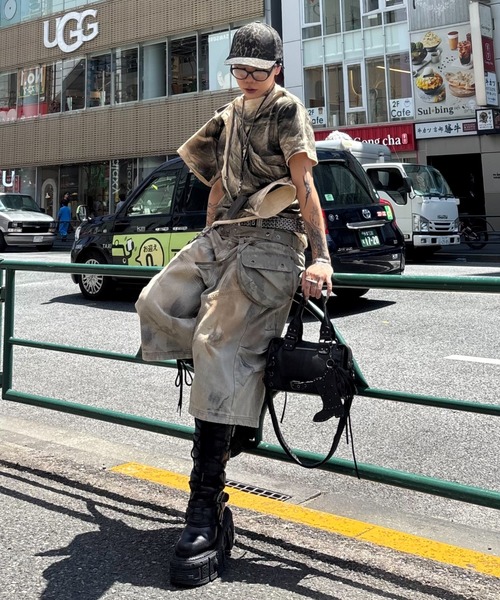 Never mind the XU(ネバーマインドザエックスユー)の「【Never mind the XU】vintage wash buggy half pants / 【ネバーマインド ザ エックスユー】ビンテージウォッシュバギーハーフデニムパンツ(デニムパンツ・メンズ・ブラウン・M)」の4枚目の写真