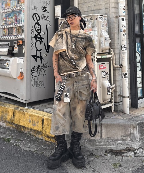 Never mind the XU(ネバーマインドザエックスユー)の「【Never mind the XU】vintage wash buggy half pants / 【ネバーマインド ザ エックスユー】ビンテージウォッシュバギーハーフデニムパンツ(デニムパンツ・メンズ・ブラウン・M)」の9枚目の写真