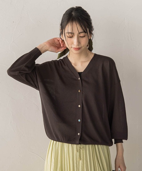Droite lautreamont（ドロワットロートレアモン）の「【WEB限定】ひんやりUV Vネックビジュカーデ（カーディガン/ボレロ・レディース・オフホワイト/チャコールグレー/ピンク・M）」の17枚目の写真