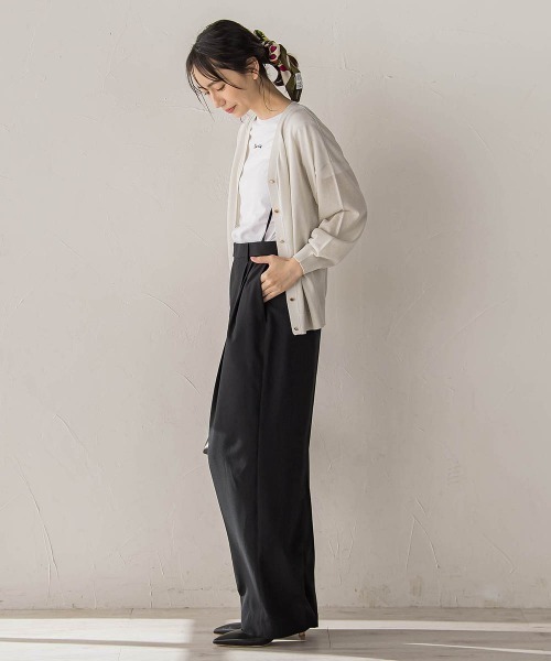 Droite lautreamont（ドロワットロートレアモン）の「【WEB限定】ひんやりUV Vネックビジュカーデ（カーディガン/ボレロ・レディース・オフホワイト/チャコールグレー/ピンク・M）」の14枚目の写真