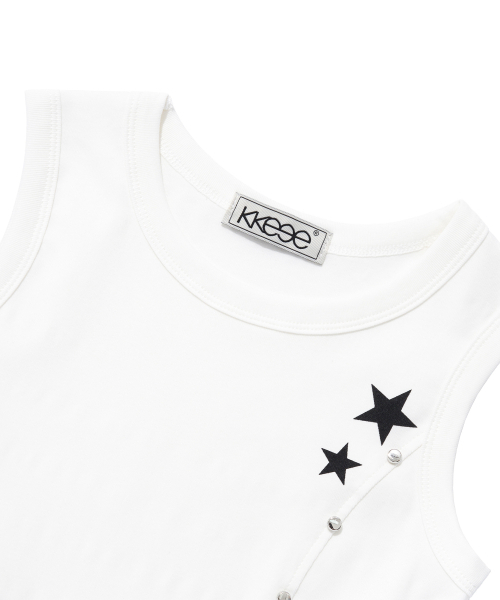 KKEEE(ケーケーイーイー)の「ワンモアスター クロップスリムノースリーブ(Tシャツ/カットソー・レディース・ホワイト/ブラック/グレー・FREE)」の6枚目の写真