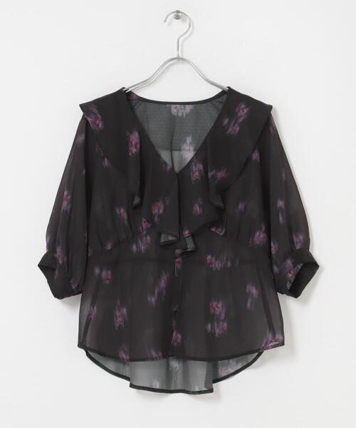 URBAN RESEARCH ROSSO WOMEN(アーバンリサーチ ロッソ)の「ダークプリントフリルブラウス(シャツ/ブラウス・レディース・ブラウン/ブラック・FREE)」の22枚目の写真