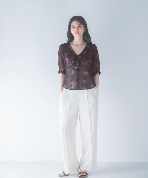 URBAN RESEARCH ROSSO WOMEN(アーバンリサーチ ロッソ)の「ダークプリントフリルブラウス(シャツ/ブラウス・レディース・ブラウン/ブラック・FREE)」の7枚目の写真