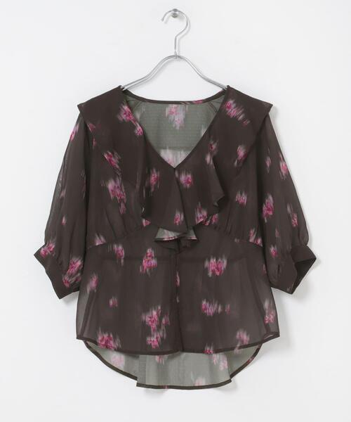 URBAN RESEARCH ROSSO WOMEN(アーバンリサーチ ロッソ)の「ダークプリントフリルブラウス(シャツ/ブラウス・レディース・ブラウン/ブラック・FREE)」の8枚目の写真