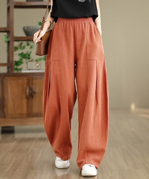 ONEP STAR(ワンピスター)の「ワイドシルエットパンツ(その他パンツ・レディース・オレンジ/ベージュ/ネイビー・MEDIUM/LARGE/X-LARGE)」の2枚目の写真