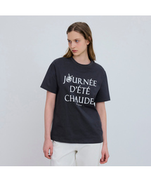 [W]ビッグレタリングオーバーサイズ半袖Tシャツ - 2カラー