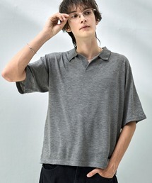 【接触冷感/抗菌防臭】半袖スキッパーポロニット