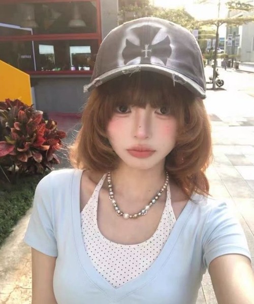 AsheKsha(アシクシャ)の「ポルカドットのフェイク2ピース半袖Tシャツ(Tシャツ/カットソー・レディース・ブルー・M)」の20枚目の写真