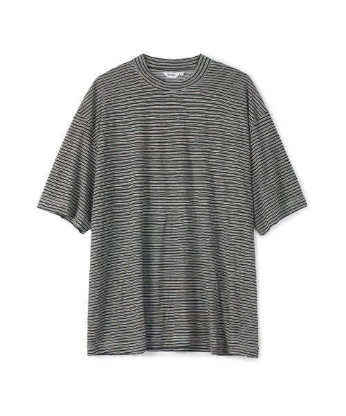PARTIMENTO(パルティメント)の「リネンブレンドストライプTシャツブラック(Tシャツ/カットソー・メンズ・その他・MEDIUM/LARGE)」の1枚目の写真
