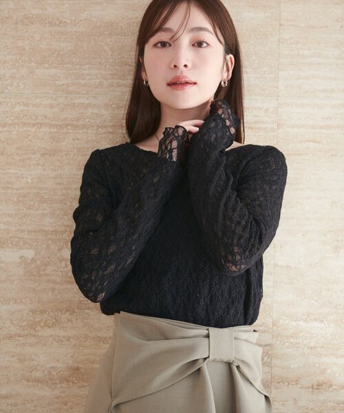 natural couture（ナチュラルクチュール）の「リバーシブルレーストップス（Tシャツ/カットソー・レディース・ブラウン/ピンク系その他/アイボリー/ブラック/チャコールグレー・FREE）」の2枚目の写真