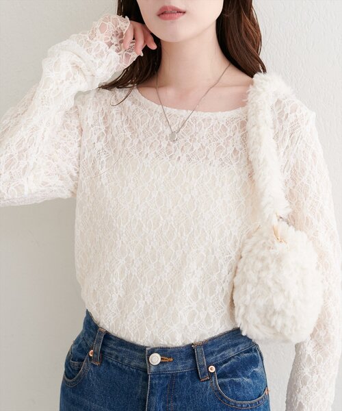 natural couture（ナチュラルクチュール）の「リバーシブルレーストップス（Tシャツ/カットソー・レディース・ブラウン/ピンク系その他/アイボリー/ブラック/チャコールグレー・FREE）」の11枚目の写真