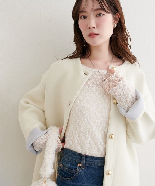 natural couture（ナチュラルクチュール）の「リバーシブルレーストップス（Tシャツ/カットソー・レディース・ブラウン/ピンク系その他/アイボリー/ブラック/チャコールグレー・FREE）」の8枚目の写真