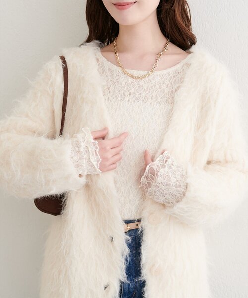 natural couture（ナチュラルクチュール）の「リバーシブルレーストップス（Tシャツ/カットソー・レディース・ブラウン/ピンク系その他/アイボリー/ブラック/チャコールグレー・FREE）」の6枚目の写真