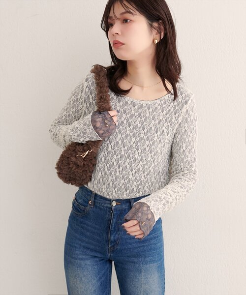 natural couture(ナチュラルクチュール)の「リバーシブルレーストップス(Tシャツ/カットソー・レディース・ブラウン/ピンク系その他/アイボリー/ブラック/チャコールグレー/グレー系その他/ブラウン系その他・FREE)」の19枚目の写真