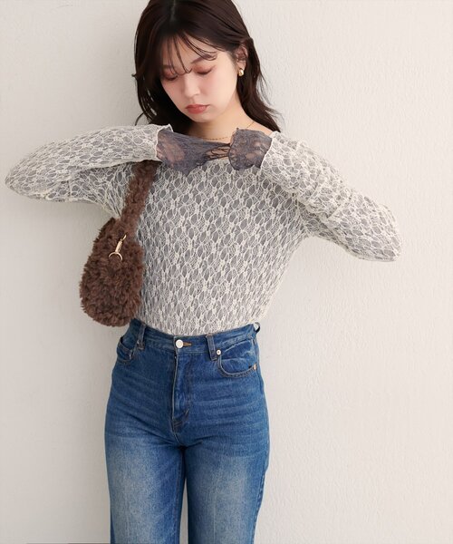 natural couture(ナチュラルクチュール)の「リバーシブルレーストップス(Tシャツ/カットソー・レディース・ブラウン/ピンク系その他/アイボリー/ブラック/チャコールグレー/グレー系その他/ブラウン系その他・FREE)」の20枚目の写真